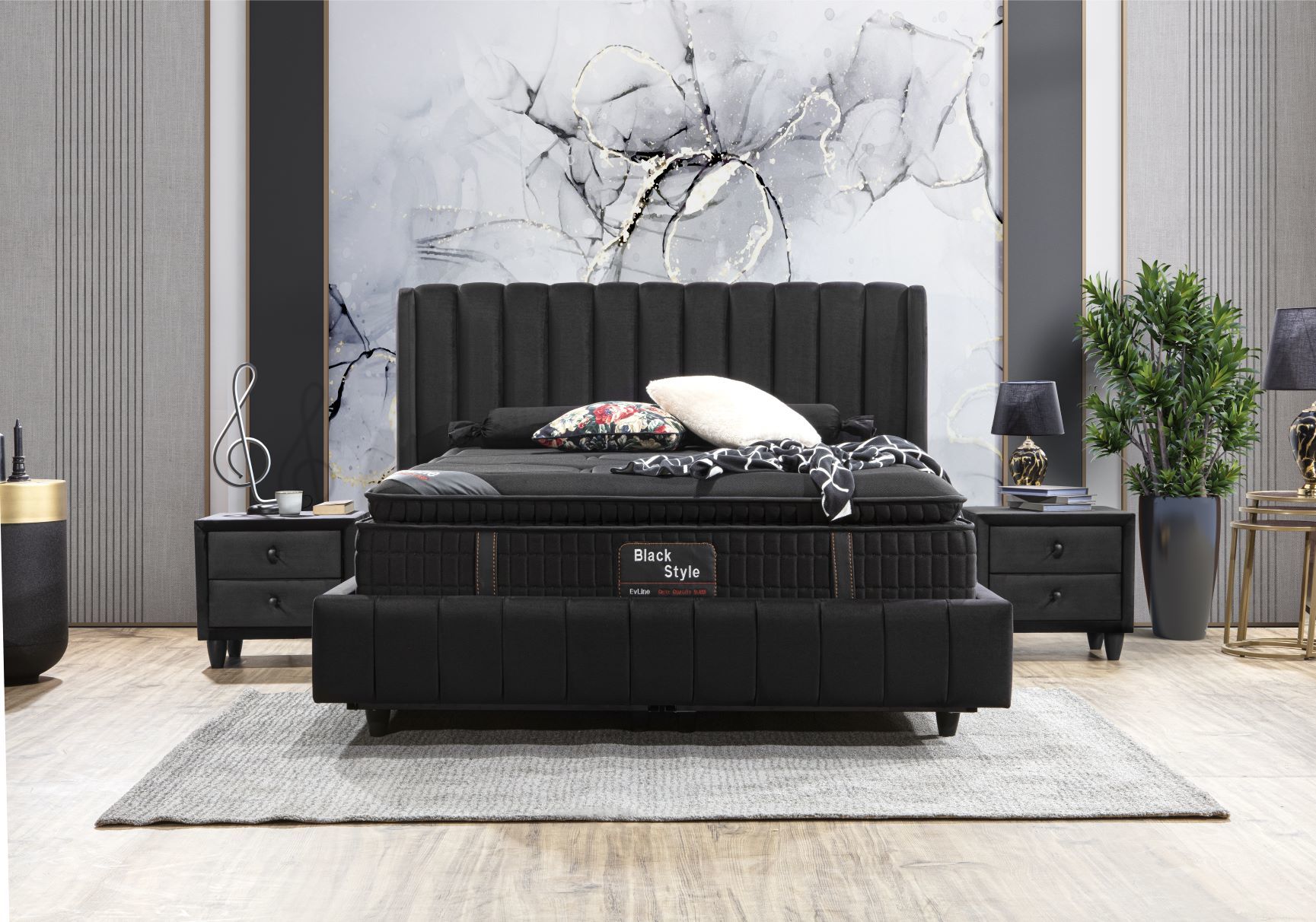 Çift kişilik Yatak Baza Seti | Black Style